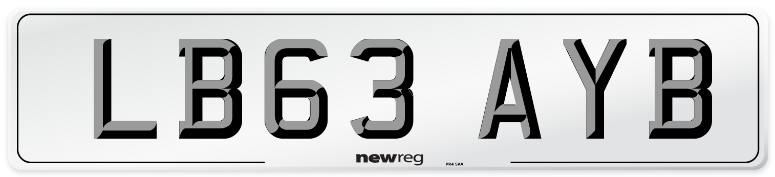 LB63 AYB Number Plate from New Reg